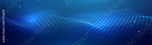 Hexagon medical tech background with honeycomb patterns and blue science motifs. Abstract 3D molecule textures for biotech research or nano network designs. Futuristic mesh grids or chemical shields.
