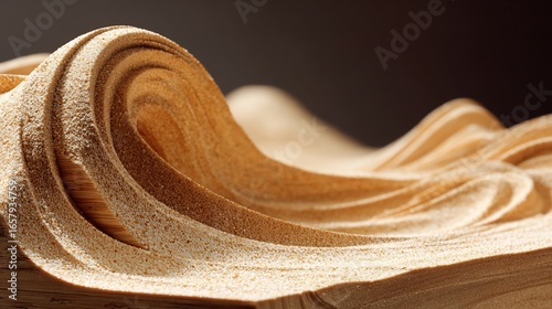 Fototapeta Naklejka Na Ścianę i Meble -  Beige flowing pattern with layered texture, resembling a sand dune landscape