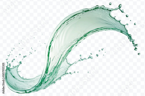 realistic 3d smooth and clean water splash in mid air cut and curve style isolated on transparent background	