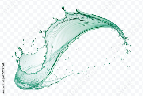 realistic 3d smooth and clean water splash in mid air cut and curve style isolated on transparent background	