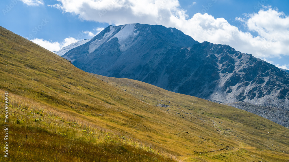 Fototapeta premium green mountain hills and peaks. beautiful gorges and peaks. summer in the mountains