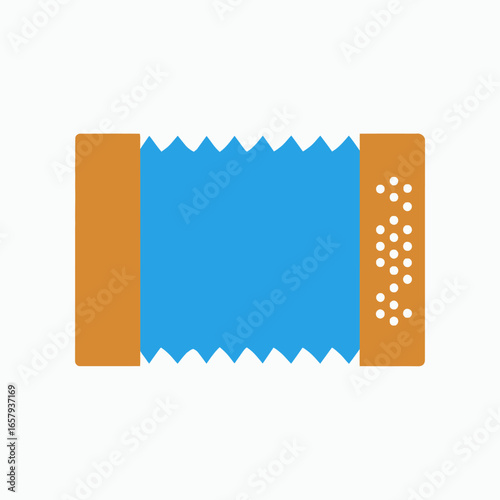 Abstract Accordion Illustration: Blue Bellows with Brown Ends and White Dots