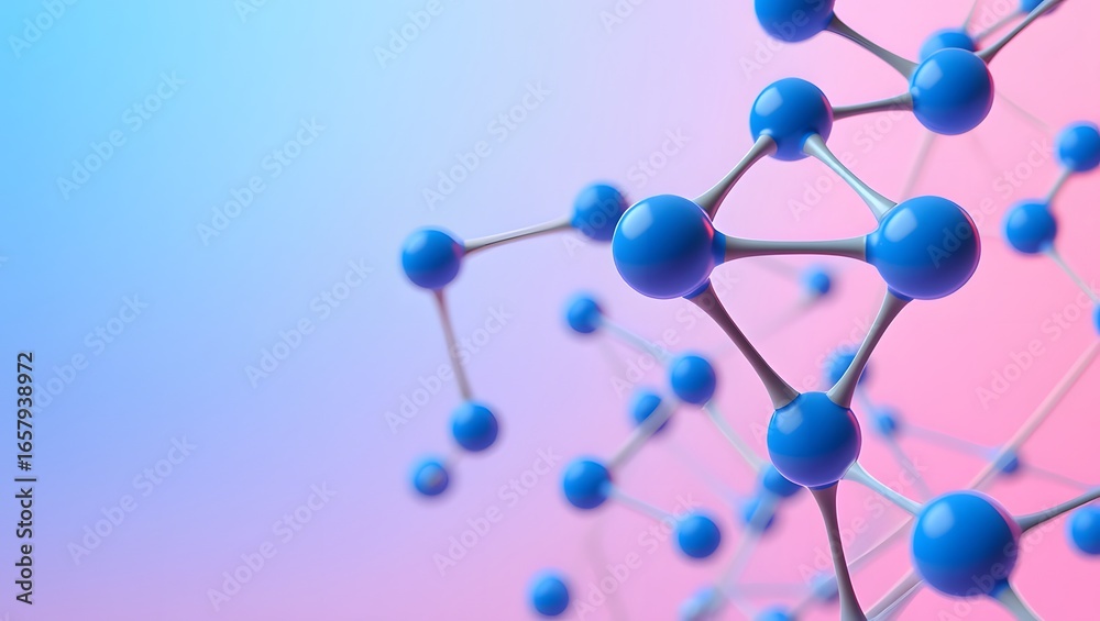 Obraz premium Blue molecule structure science technology atom model molecular chemistry research background design