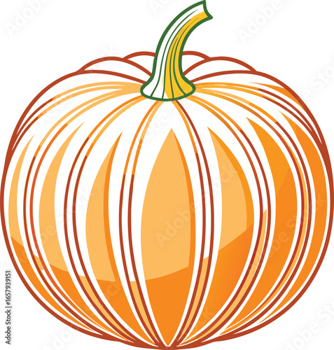 Pumpkin Art Variations Autumn Harvest Orange Pumpkin Illustration