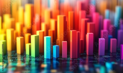 Colorful data science bars visually represent large datasets and the process of extracting valuable insights from complex information, highlighting the power of data analytics, Generative AI