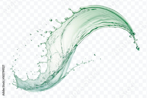 realistic 3d smooth and clean water splash in mid air cut and curve style isolated on transparent background	