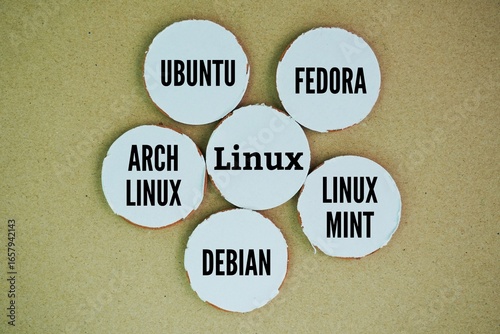 Canvas Print The five most popular Linux distributions are Ubuntu, Fedora, Linux Mint, Debian, and Arch Linux