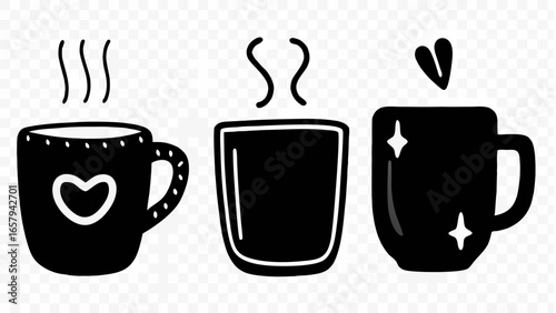 Cozy warm drinks in cute mugs, perfect for cafes and winter days