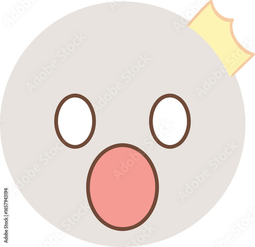 The gray shocked cartoon character has a shocked expression.