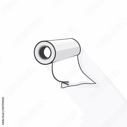 Cartoon Style Toilet Paper Roll with Shadow and Loose End Detail