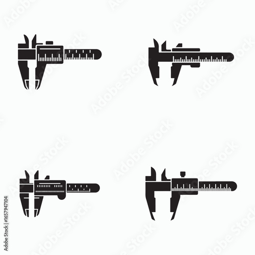 Solid vernier caliper icon for precise measurement isolated on white background