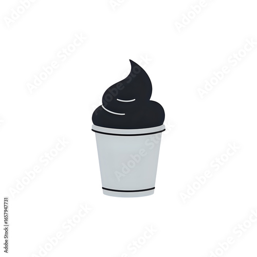 Dark Chocolate Frozen Yogurt in a Cup:  A Simple Vector Graphic