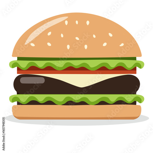 Delicious Burger Illustration: Cartoon Style Fast Food Graphic