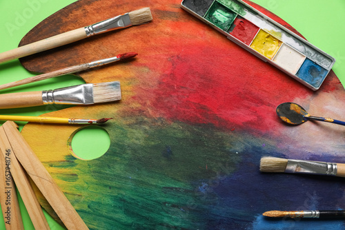 Artist brushes and palette ...