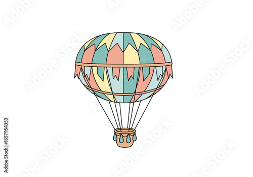 Vintage pastel hot air balloon with decorative basket design