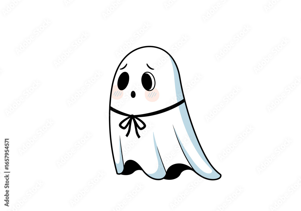 A shy little ghost with blushing cheeks and a ribbon tie A shy little ghost with blushing cheeks and a ribbon tie