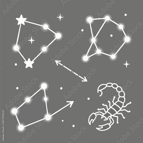 Celestial Constellations Star Signs and Scorpio Illustration