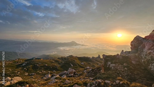 Fényképezés A breathtaking view of the Caucasus mountains in Dagestan at sunset