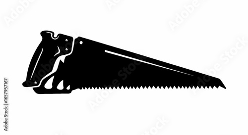 Hand Saw Icon Black and White Silhouette Illustration