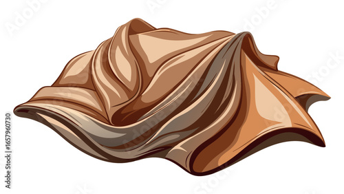 Vector art of brown fabric draped and folded