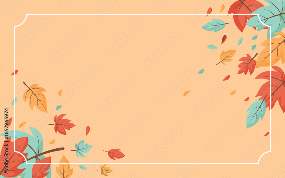 Fototapeta premium Autumn template design theme with frame