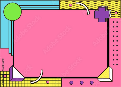 memphis Geometric Pink Background Design