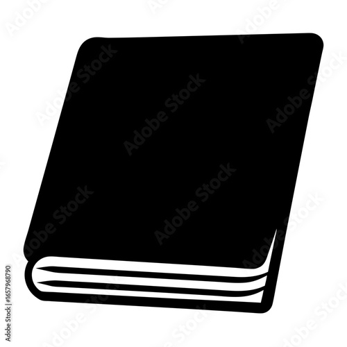 Simple illustration of a closed black book with white pages in silhouette