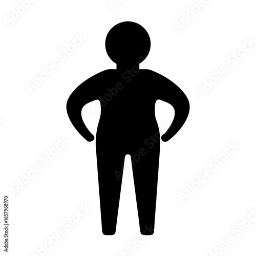 Simple black silhouette of a person standing with hands on hips