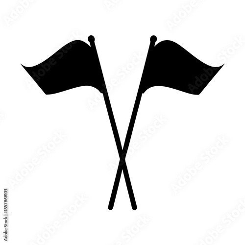 Crossed black flags representing victory or surrender in a black silhouette