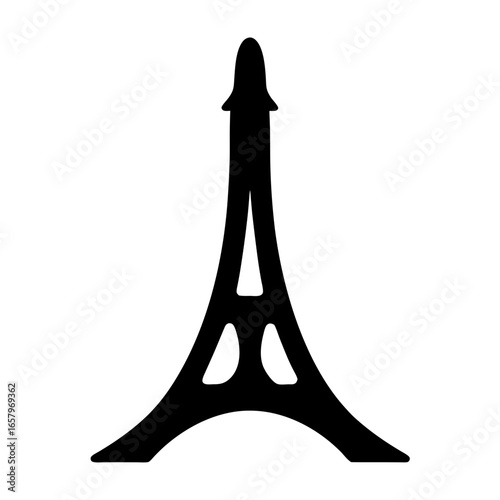 Silhouette of the Eiffel Tower, a famous Parisian landmark, in black and white
