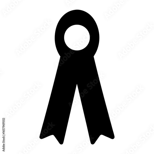 Simple black ribbon icon symbolizing support awareness and solidarity for a cause