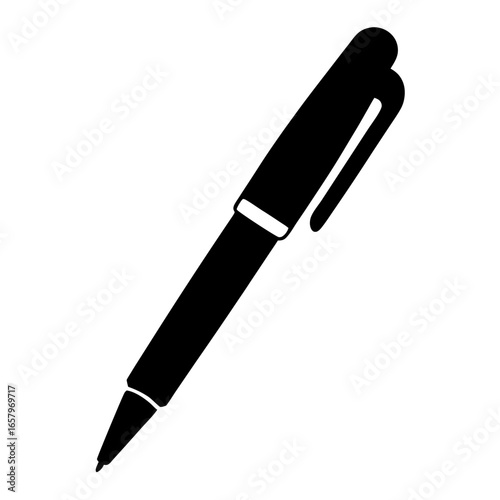 A simple black and white vector illustration of a ballpoint pen drawing