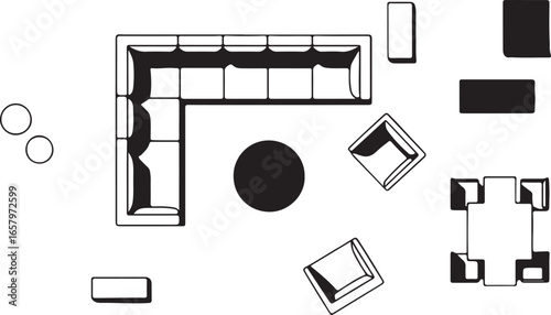 Interior Design Concept Living Room with Lounge and Furniture