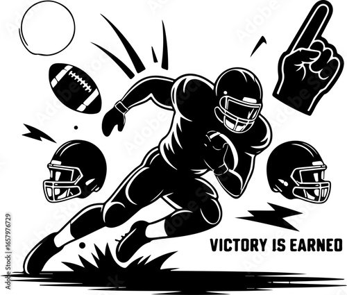 American Football Victory Action football, victory, sports, athlete, action, running,  Vector bundle