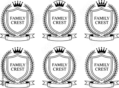 Heraldic Shield Emblems shield, coat of arms, emblem, heraldry, crest, crown vector bundle