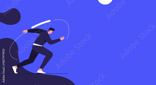 Dynamic illustration of a determined person running or sprinting, symbolizing progress, ambition, and overcoming challenges in business or life.
