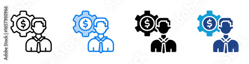 Money management icon set multiple style collection