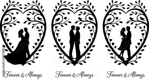 Romantic Couples in Heart love, Tree vector bundle