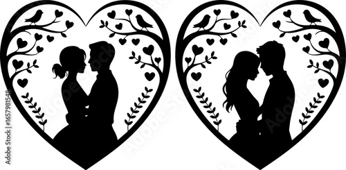 Romantic Couples in Heart love, Tree vector bundle