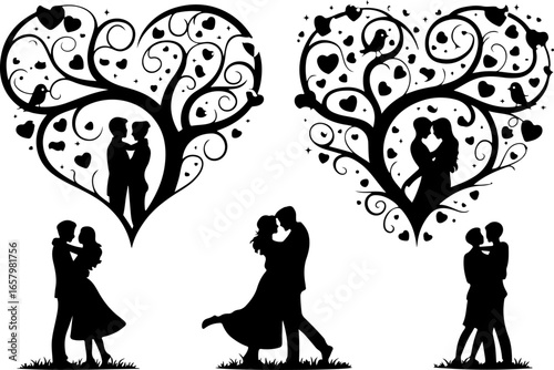 Romantic Couples in Heart love, Tree vector bundle