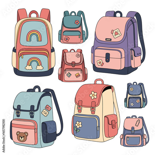 Cute backpacks for school and travel featuring rainbows and animal patches