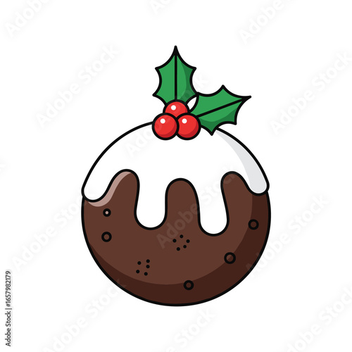 A festive christmas pudding adorned with holly and berries a traditional holiday dessert enjoyed during celebrations