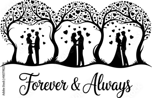 Romantic Couples in Heart love, Tree vector bundle