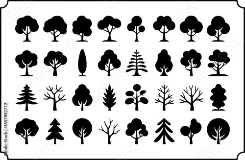 Diverse Tree  variety, forest, woodland, tree  vector bundle 