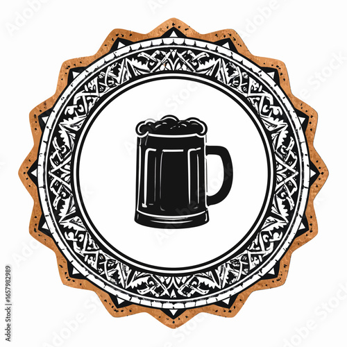Ornate Beer Mug Silhouette Emblem Design