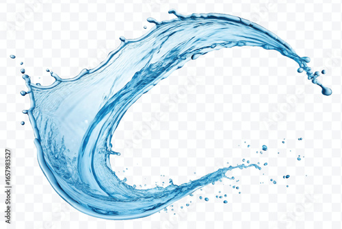 realistic 3d smooth and clean water splash in mid air cut and curve style isolated on transparent background	