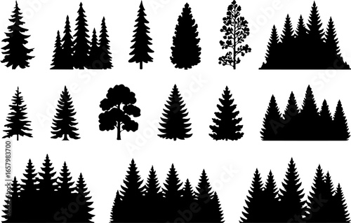 Pine Tree  , forest, nature  black vector bundle design graphics