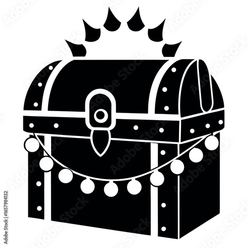 Vector art of decorative treasure chest with lights