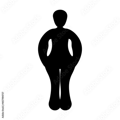 Silhouette of a stout person with broad hips and arms, facing forward