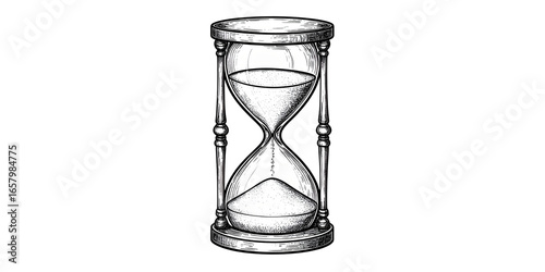 An antique wooden hourglass with flowing sand is a timeless instrument for measuring the passing of time